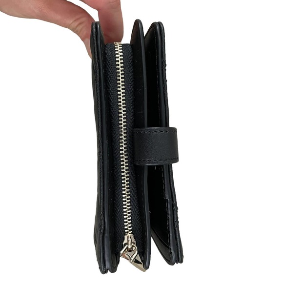 NEW Kate Spade Natalia Quilted Bifold Wallet Medium Compact Leather Black - Picture 7 of 9